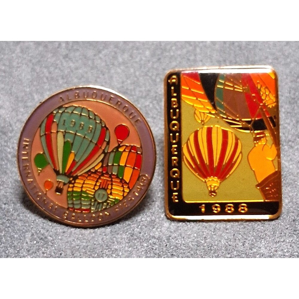 Vintage Albuquerque Balloon Fiesta Enamel Lapel Pins Lot 2 1988 Hot Air Balloons